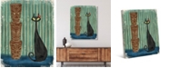 Creative Gallery Retro Tiki Cat on Green Blue 36" x 24" Canvas Wall Art Print
